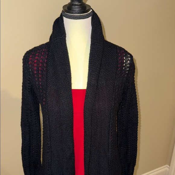 Reitmans Cardigan Cotton Blend Black Knit Long Sweater Women’s Size M - Picture 4 of 11